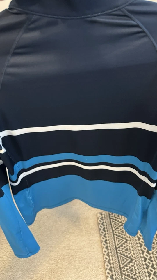 Top Pullover Lady Hagen 1/4 Cremallera Manga Larga Multicolor Azul Talla Pequeña Foto 3 de 4