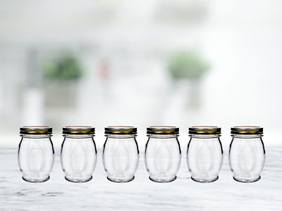 Amici Orto 27.5 oz. Italian Canning Jars, Set of 6 - Metal Screw-On Gold Lids