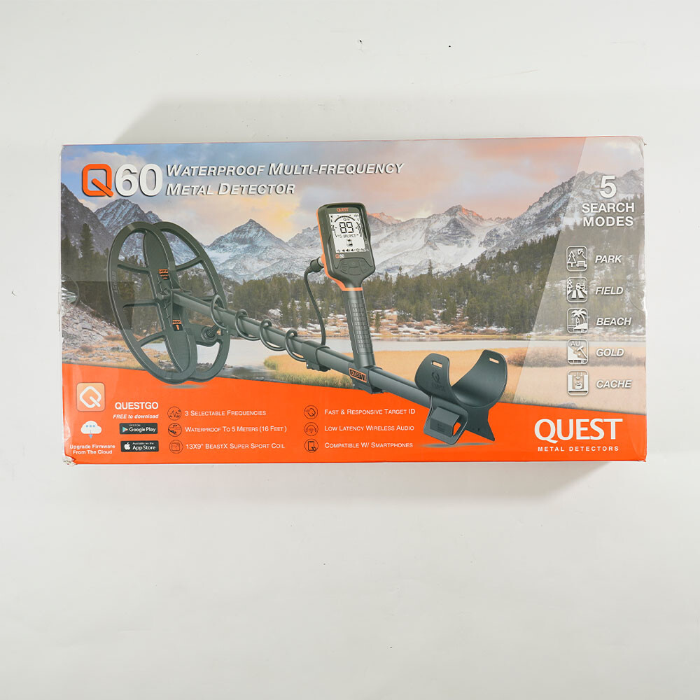 Quest Q60 Metal Detector with 13”X 9” BEASTX Waterproof Super Sport