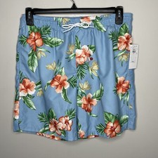 OLD NAVY Swim Shorts Men Medium Tropical Floral NEW Mesh Lined Trunks Pockets