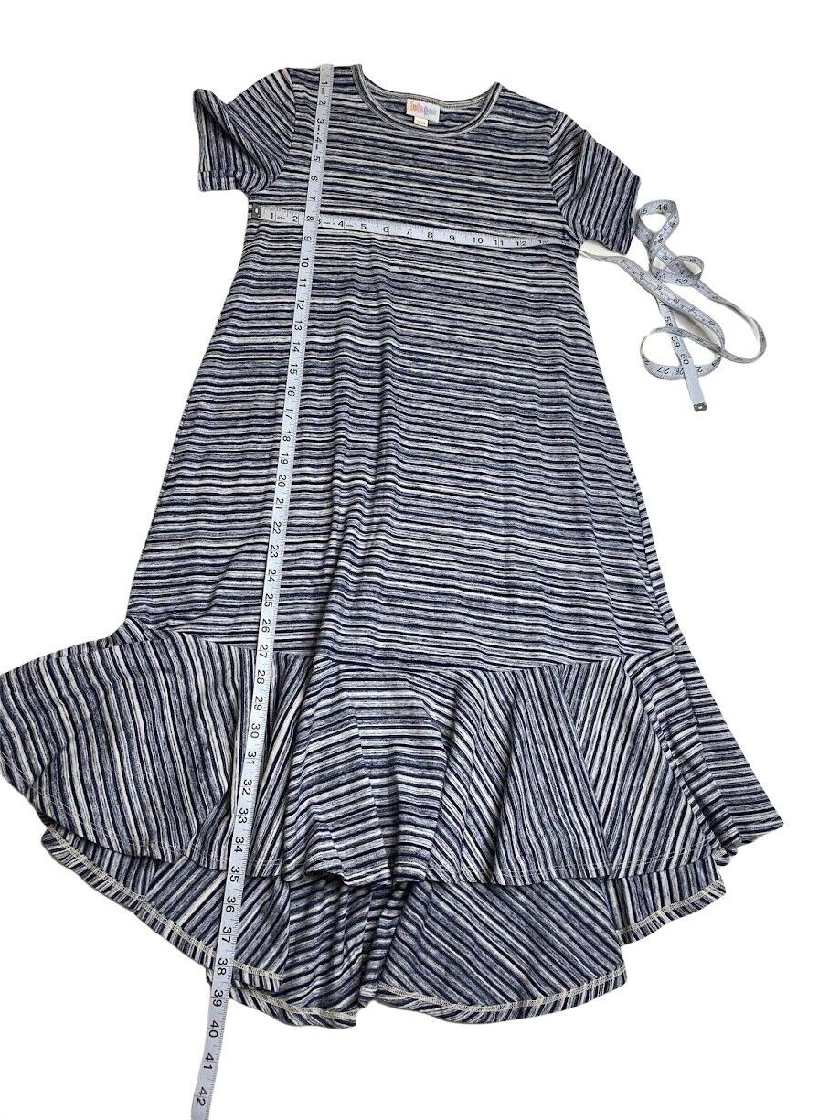 LuLaRoe Maurine Blue White Stripe Dress *Altered*… - image 3