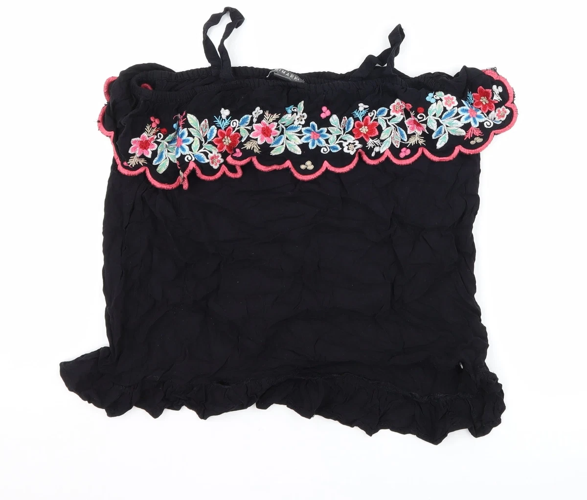 Primark Girls Black Floral Polyester blend Tank Size 11-12 Primark Girls Black Floral Polyester blend Tank Size 11-12