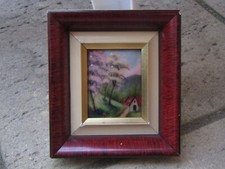 Cadre émail d'art de Limoges décor arbre en fleurs signé rené restoueix 19X17 cm