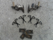 LOTTO STOCK VECCHI OGGETTI IN OTTONE APPLIQUE ATTACCAPANNI MANIGLIA - VINTAGE