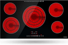 Electric Cooktop 36 Inch,  Built-In Electric Cooktop 5 Burner Stove Top, 36" Rad
