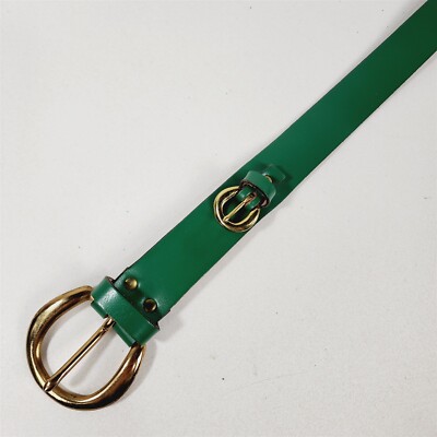 Vintage Green Leather Belt Brass Buckle - 36 display picture 1