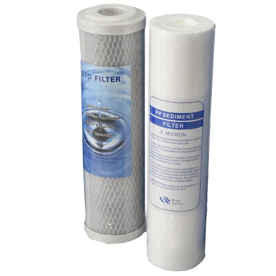 KIT DUE CARTUCCE FILTRI SISTEMA FILTRAZIONE ACQUA H2O 10" SEDIMENTI + CARBONI