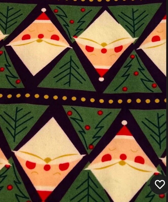 Nuevo LuLaRoe TC 2 Leggings de Navidad Verde con Púrpura y Papá Noel y Árboles en Diamantes Foto 2 de 3