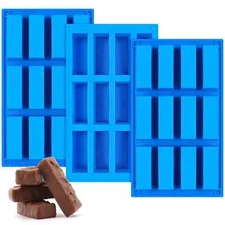 3 Pack Granola Bar Mold 12 Cavity Rectangle Silicone for Baking Chocolate Candy