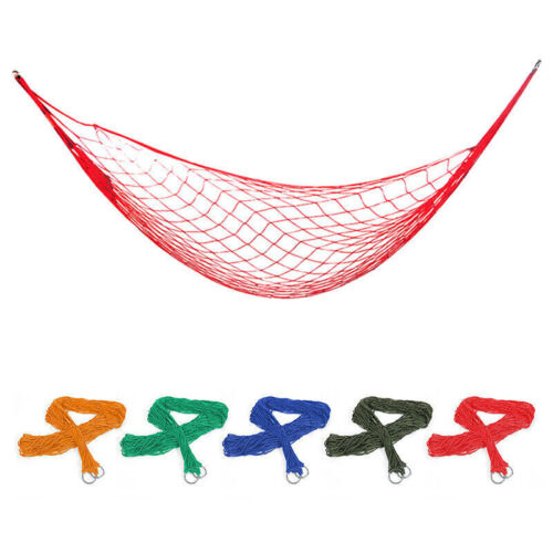 Mesh Netted Swing Hanging Hammock Cotton Rope Hanging Sleeping Bed for Outdoor - Picture 1 of 12