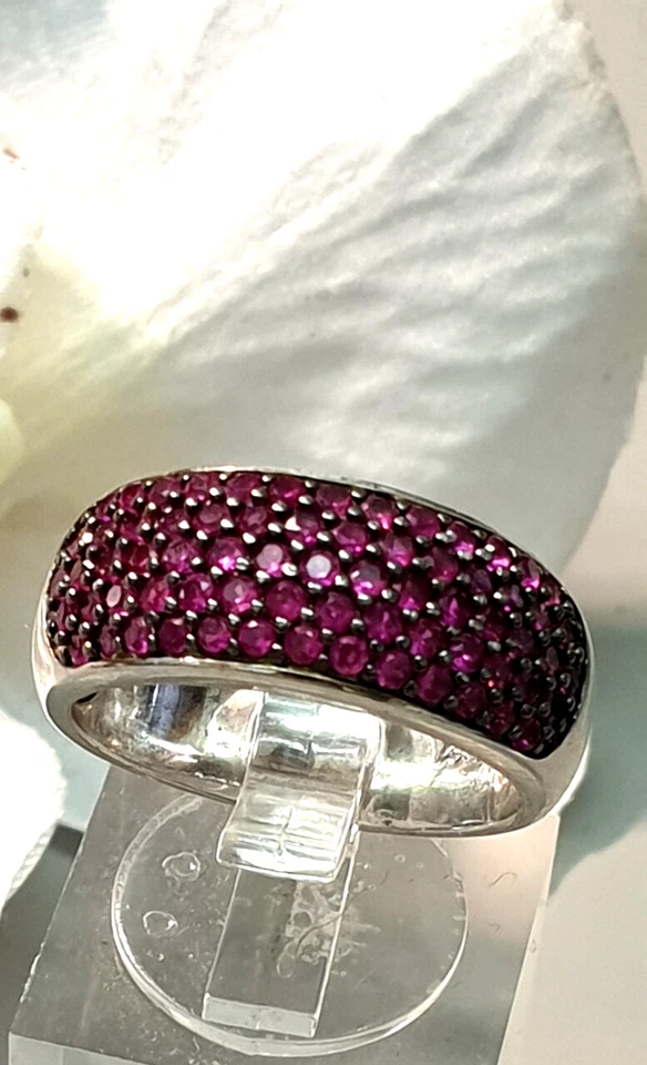 925 Silber Bandring von TC mit tiefroten Zirkonia Pavee gefasst RG 56/17,8 mm - Bild 3 von 4