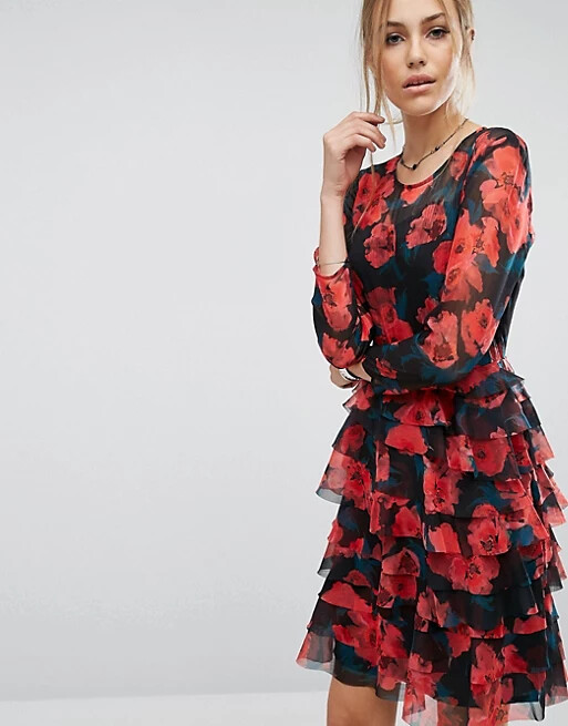 fcuk red dress NEW French Connection Red Fayola One Shoulder Midi Dress