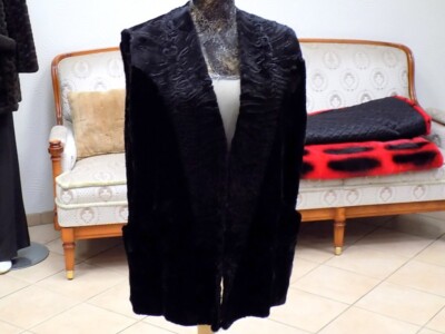 Echte Persianer Pelz Winter Weste Schwarz von Kürschnermeister Wolfram Nies -024