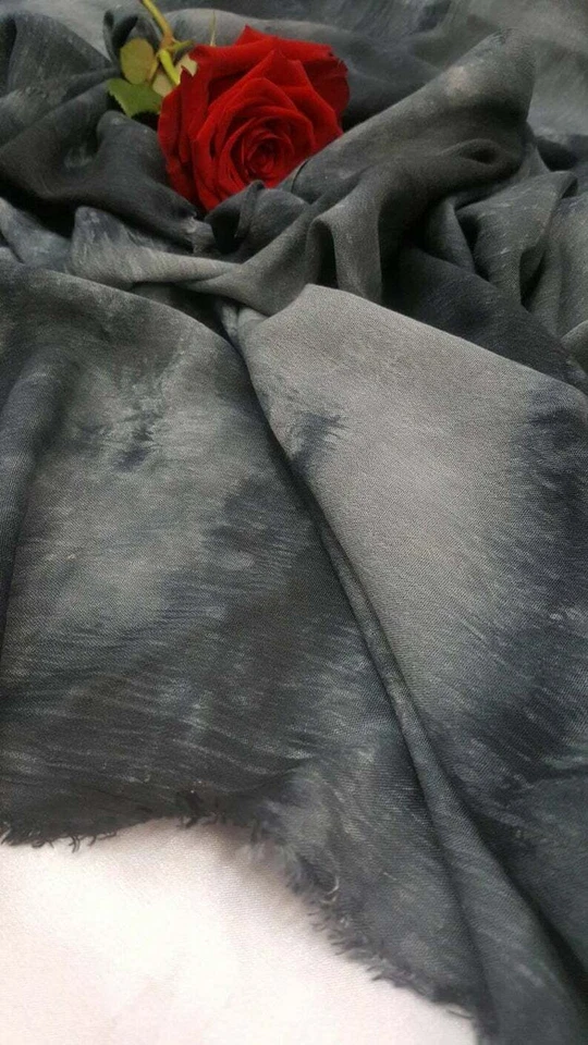 Rayon Challis креп галстук краситель черный и серый ткани продается в ярдах мягкий органический - Изображение 2 из 4