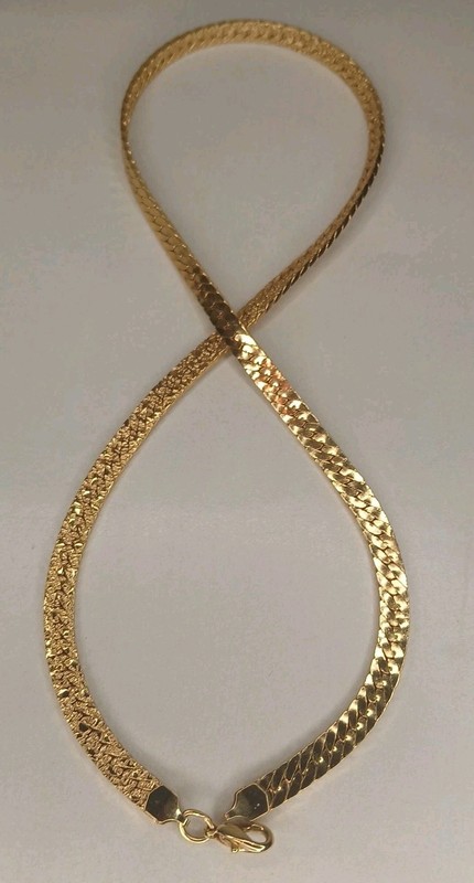 Vintage Herringbone Nugget Gold Plated Double Sided Necklace 25 Grams 