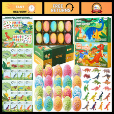 Dinosaur Bath Bombs for Kids - 20 Pack Natural Dino Egg Surprise Toys, Easter Gi