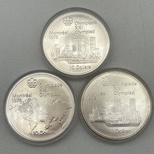1973-1976 Canadian Montreal Olympics Silver Coins / Lot Of 3 / ASW 4.32oz #1916D