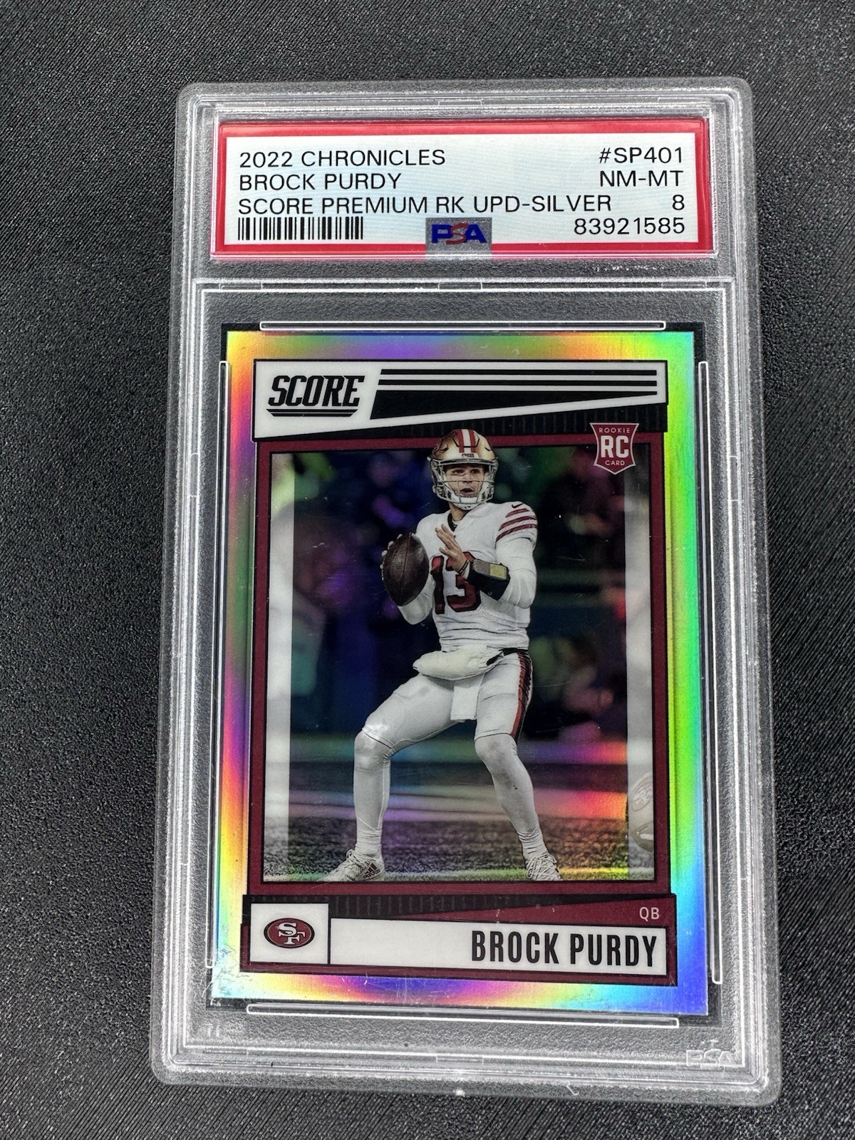 2022 Panini Chronicles - Score Premium RC Brock Purdy #SP-401 Silver Prizm PSA
