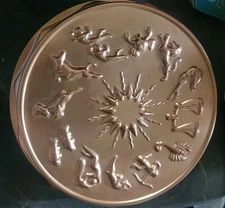 Vintage MIRRO Zodiac Astrology Horoscope Jell-O Mold Copper Cake Pan 12 Cup
