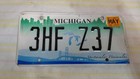 Michigan License Plate 3HF Z37 Green White Blue Spectacular Peninsulas  — photo 1