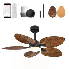 Uforic 42 Inch Tropical Palm Leaf Ceiling Fan with Lights and Remote/APP Control