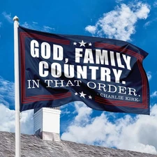 God Family Country Charlie Kirk Flag Republican, Justice Charlie Kirk Flag Decor