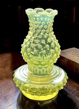 Imperial Glass Uranium Hobnail Hurricane Lamp Vase
