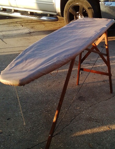 Vintage/Retro Folding Wooden Ironing Board, Freestanding Brown Solid Cover