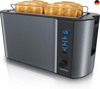 Arendo - Edelstahl Toaster Langschlitz 4 Scheiben, Defrost, WäRmeisolierendes