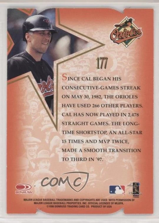 1998 Leaf Fractal Matrix Die-Cut /400 Cal Ripken Jr (Bronze X-Axis) #177 HOF - Image 2 of 2