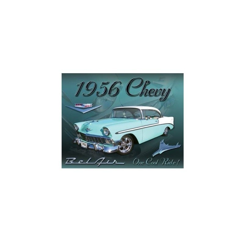 Plaque vintage Chevy 1956 Bel Air métal plat finition mat
