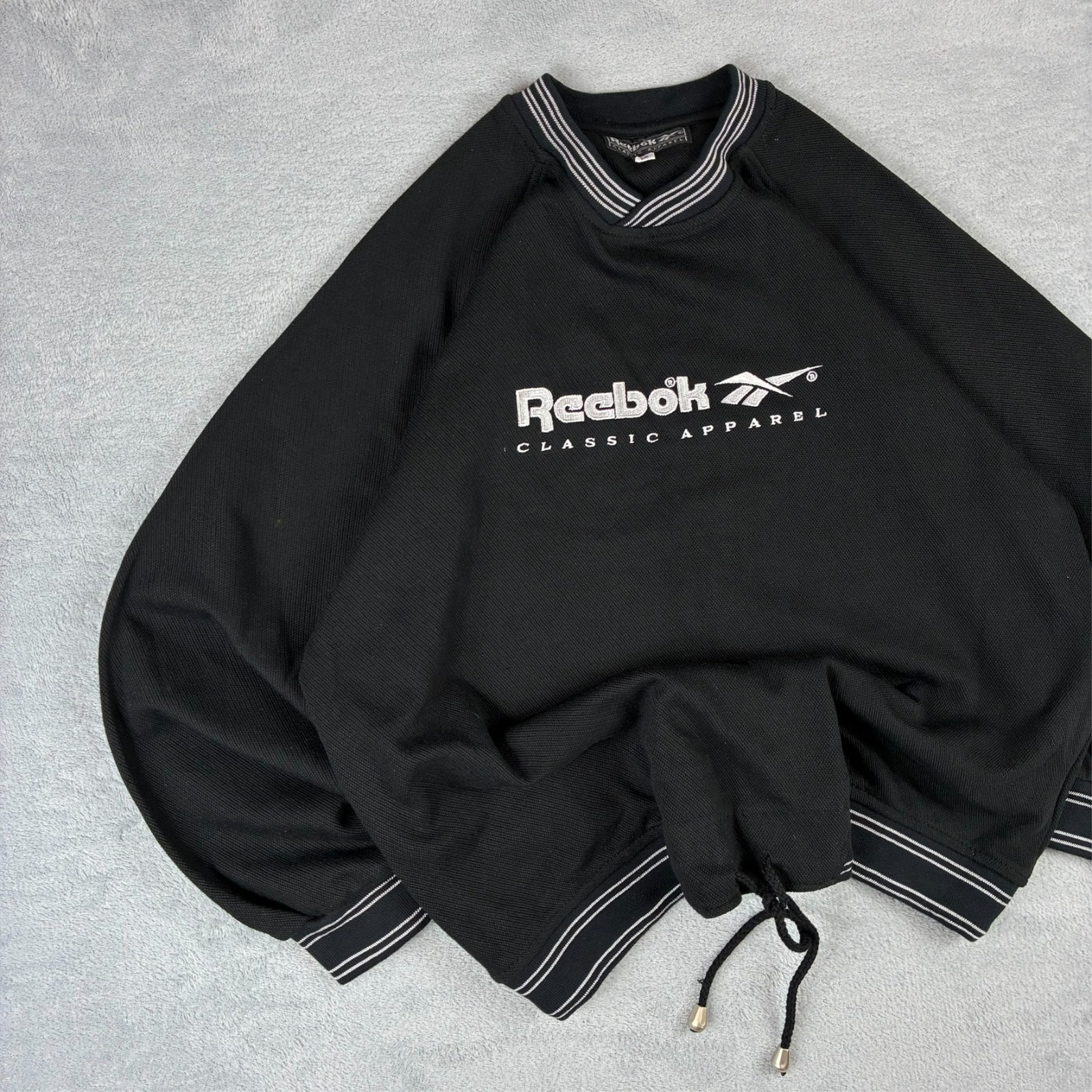 Women's Vintage Reebok 1990's Black Spellout Toggle Size UK 10 Sweatshirt image 2