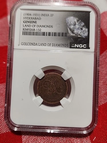 1904-1931 India 2p Hyderabad NGC GENUINE Land Of Diamonds