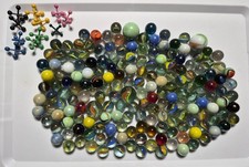Vintage Lot of 180 Mixed Marbles Various Colors Designs Bag Collection