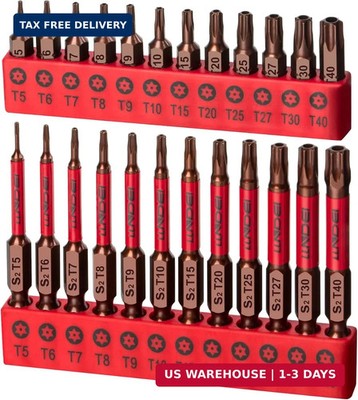LLNDEI 25 PCS Torx Bit Set(T5-T40), Security Torx Bits, Tamper Resistant Star Se