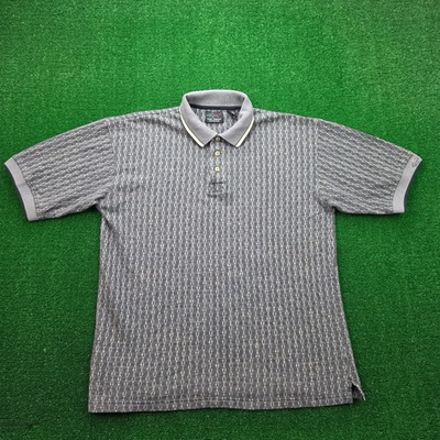 #ad #ad Vintage Greg Norman Collection Polo Shirt Mens Large Gray Geometric Shark Logo $19.99