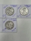 LOT OF 3 WALKING LIBERTY SILVER HALF DOLLAR COINS 1941P-D-S ESTATE SALE JS-22