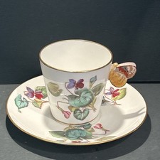 Antique Vintage Minton Ceramic 3d Butterfly Handle Floral Cup & Saucer READ