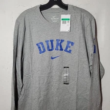 Duke Blue Devils Shirt Mens XL Gray Nike Long Sleeve NCAA Football Tee