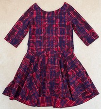 TEA Collection Purple Plaid Floral Dress Size 7