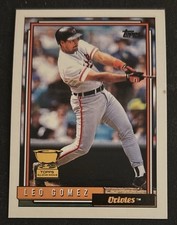 1992 Topps Leo Gomez Baseball All-Star Rookie Card RC 84 Orioles 3B Stained OC. rookie card picture