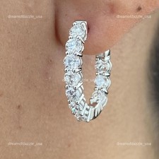 Cyber Monday Sale! 14k White Gold Lab Grown Diamond Hoops Earrings