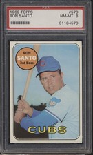 1969 Topps #570 Ron Santo Chicago Cubs PSA 8 NM-MT HOF CENTERED