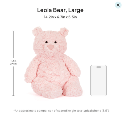 Jellycat LARGE (14.2in, 36cm) Leola Pink Bear BNWT - 100% Real