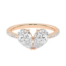 IGI Lab Grown Diamond Engagement Ring 18k Rose Gold 2.15 CT Pear Cut Two Stone