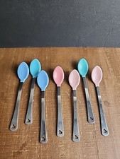 Set Of 8 Munchkin Soft Tip Metal Baby Spoons Pink Blue Teal
