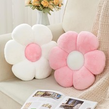 2 Pcs Flower Throw Pillow,15.7'' Daisy Flower Shaped Pillows Set with Faux Ra...