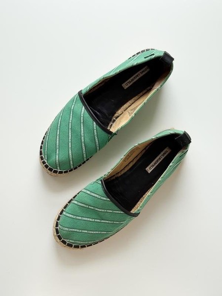 Women Karl Lagerfeld Espadrilles Green Leather 41