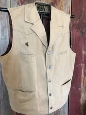 Wyoming Traders Canvas button up Vest Mens sz L brown....….t