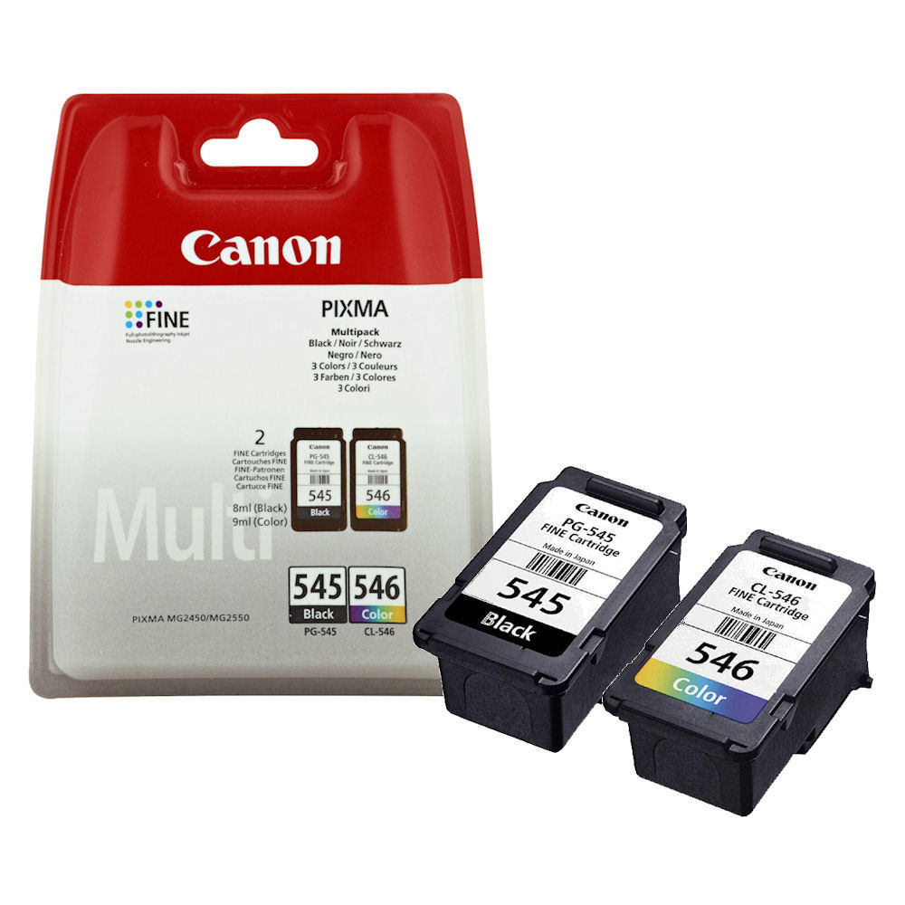 Genuine Canon PG-545 Black & CL-546 Colour Ink Cartridge For PIXMA iP2850